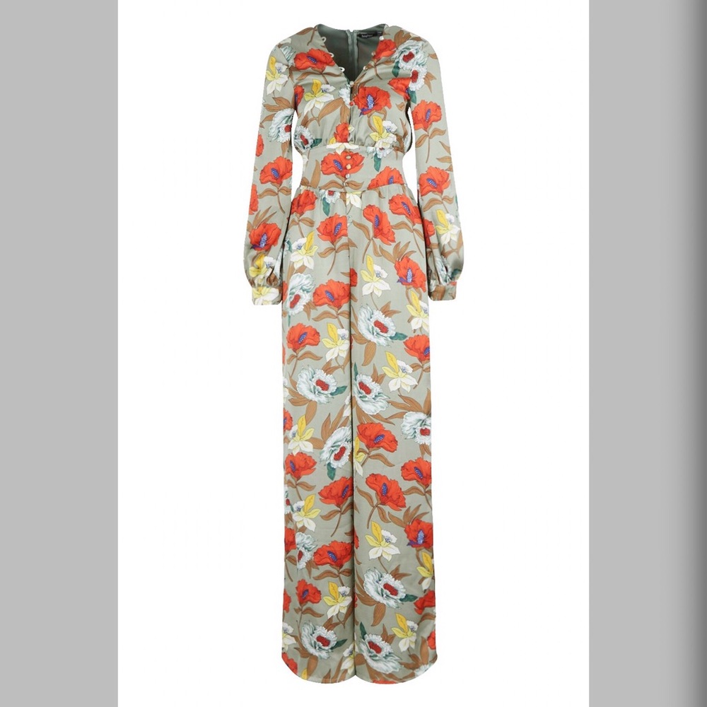Floral Button Detail Jumpsuit